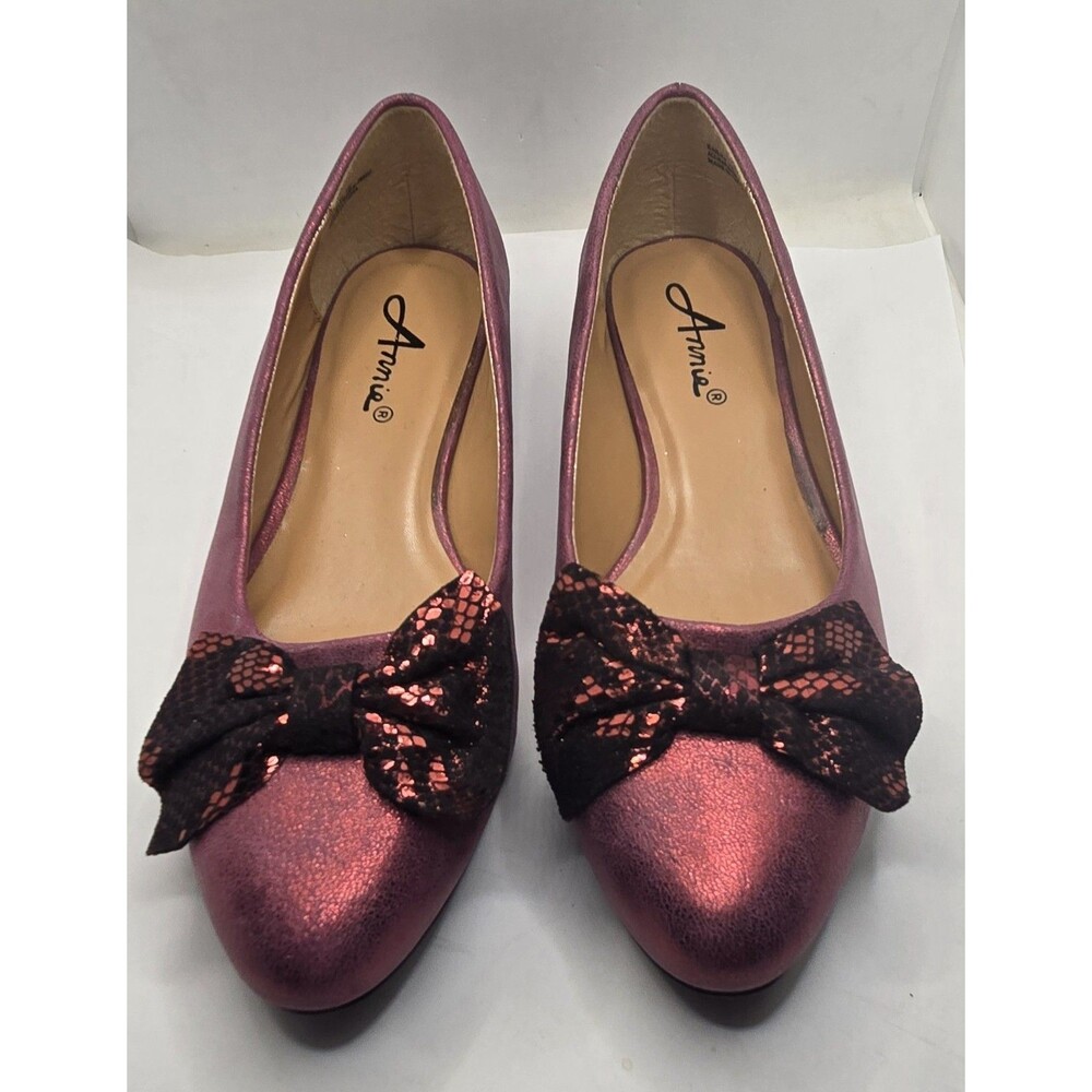 NEVER USED VINTAGE ANNIE PINK SNAKESKIN SPARKLE KAILYN LOW HEEL 50'S ERA 7 SHOES